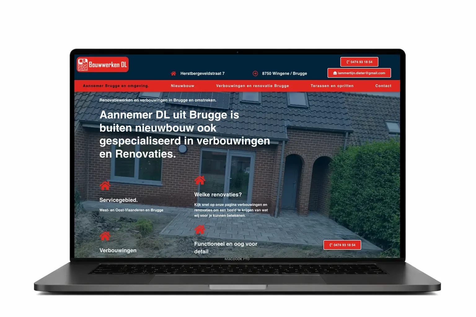 Website voor aannemer ontwikkeld door webdesign bureau Antwerpen