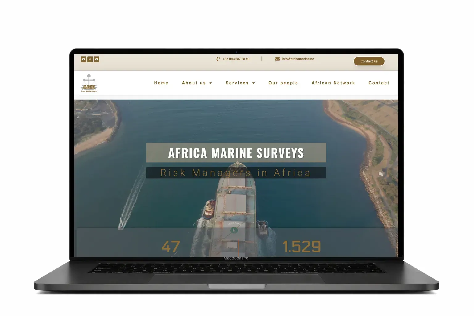 Bedrijfswebsite voor marine surveys gemaakt door webdesign bureau Antwerpen