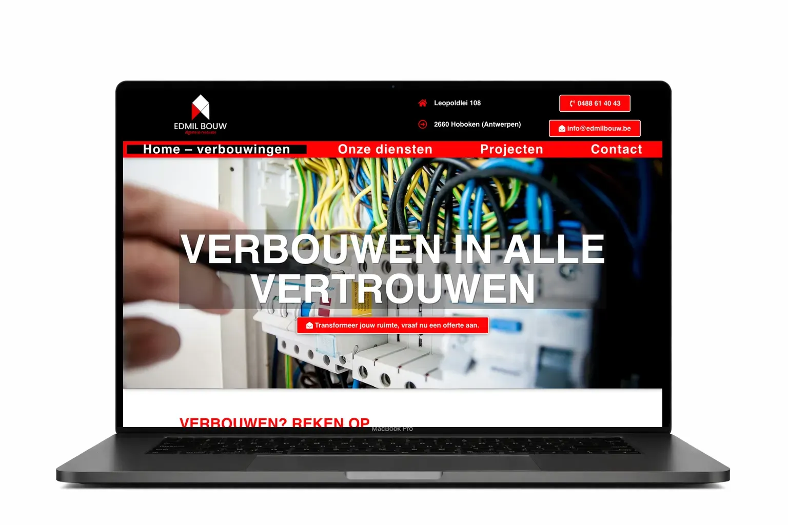 Bedrijfswebsite voor bouwbedrijf ontwikkeld door webdesign bureau Antwerpen