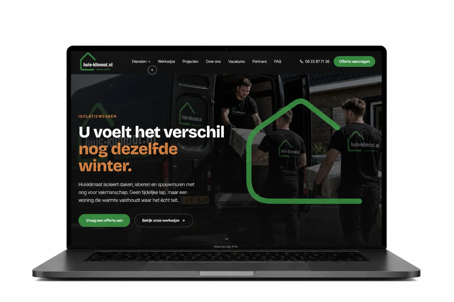 Website voor Huis-Klimaat, ontworpen door Webdesigner Antwerpen