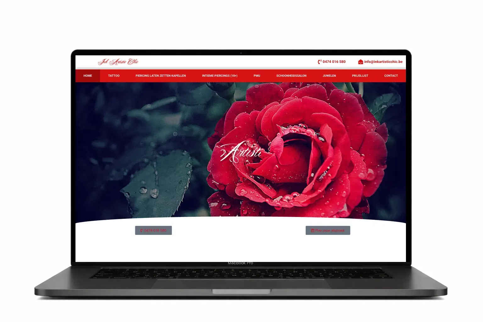 Creatieve website voor tattoostudio door webdesign bureau Antwerpen