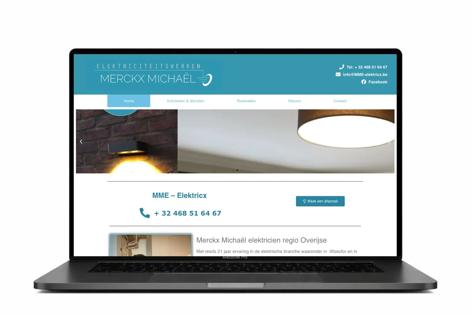 Website voor elektriciteitswerken gemaakt door webdesign bureau Antwerpen