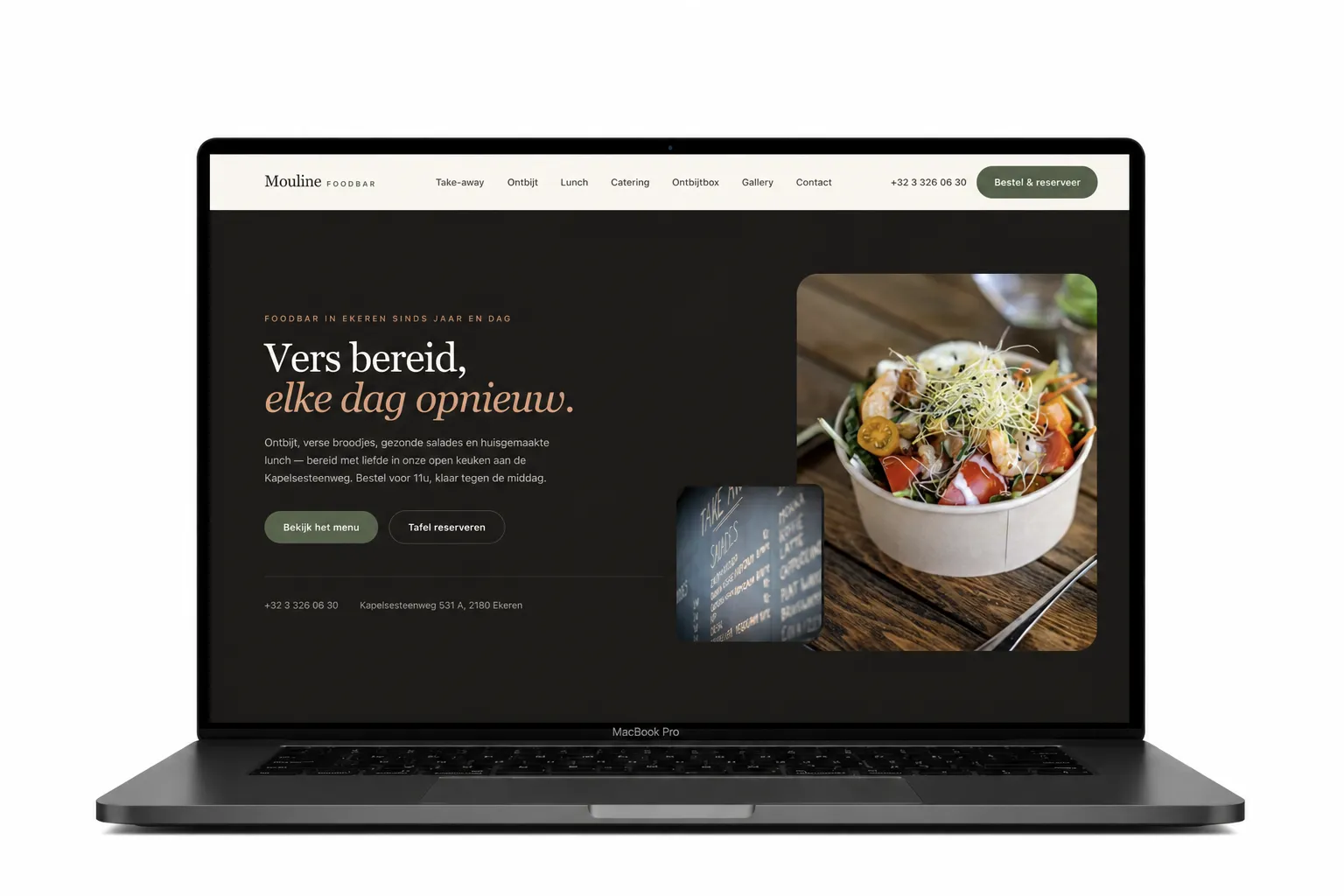 Website voor Mouline Foodbar, ontworpen door Webdesigner Antwerpen