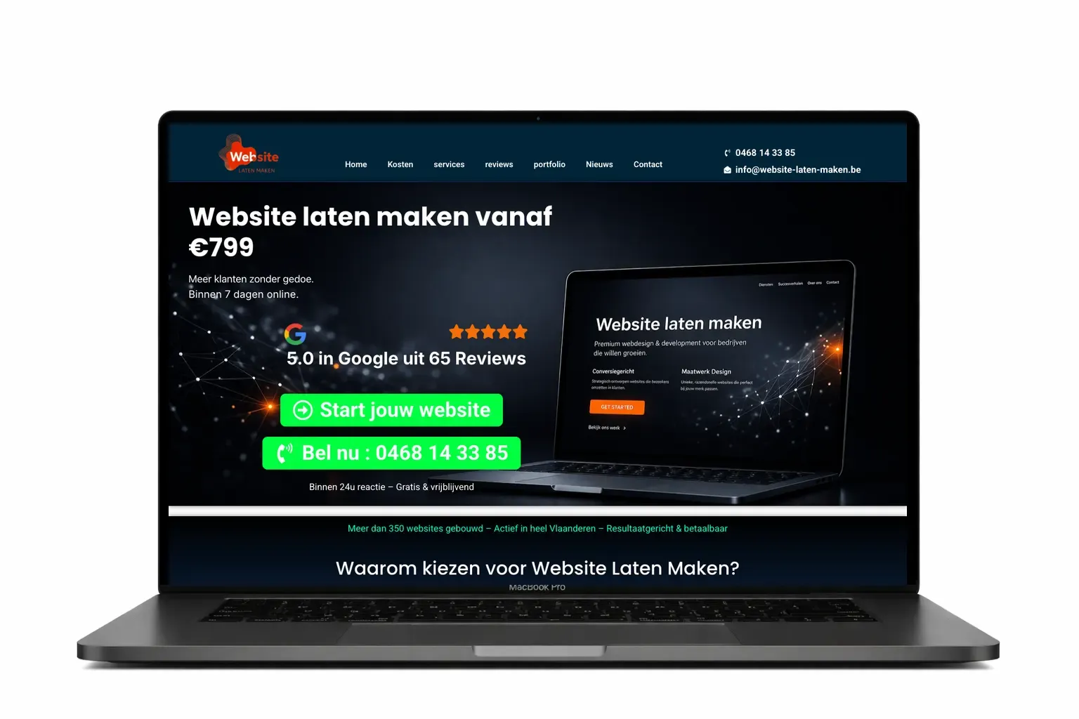 Professionele website voor webdesignbedrijf gemaakt door webdesign bureau Antwerpen