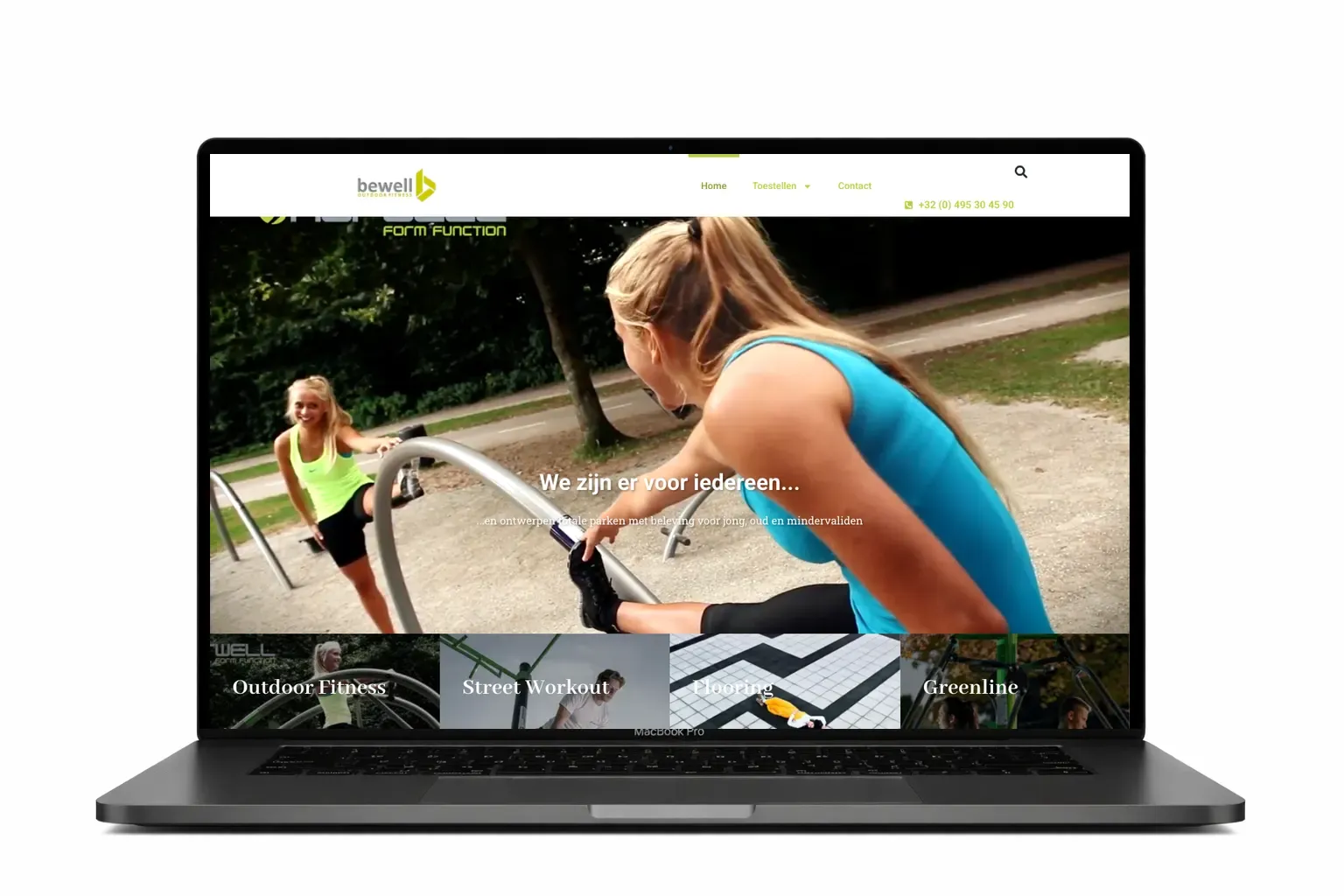Website voor outdoor fitness in België door webdesign bureau Antwerpen