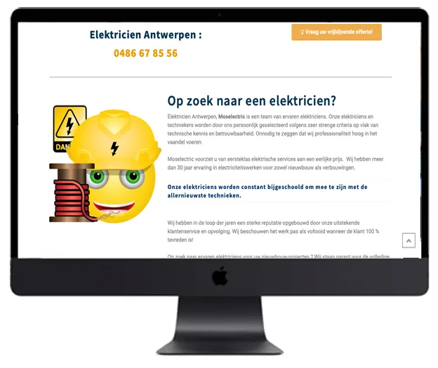 Professionele website voor elektricien gemaakt door webdesign bureau Antwerpen