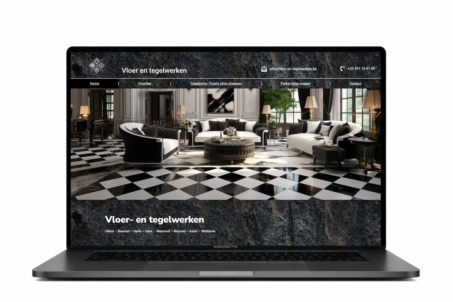 Website voor vloer- en tegelwerkenbedrijf gemaakt door webdesign bureau Antwerpen