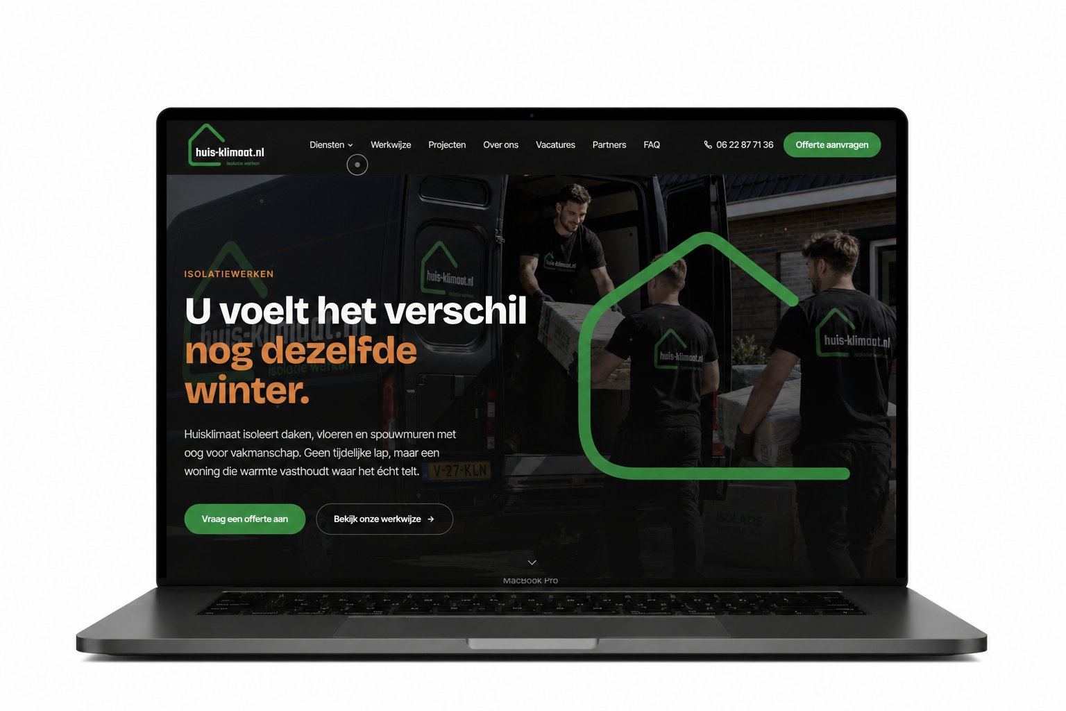 Website voor Huis-Klimaat, ontworpen door Webdesigner Antwerpen