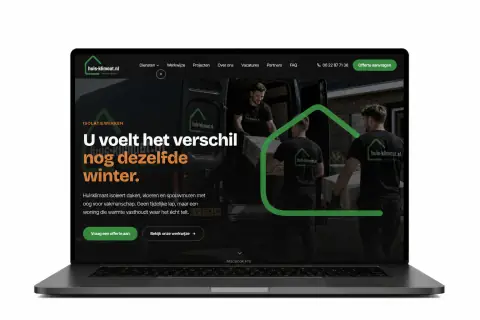 Website voor Huis-Klimaat, ontworpen door Webdesigner Antwerpen